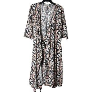 Nwot Kiyonna USA Wrap Dress 1X Geometric Print Stretchy Plus Size Travel Jersey